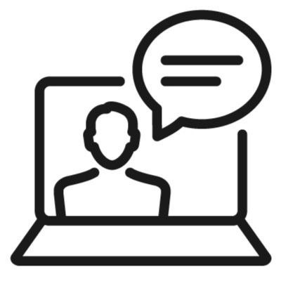 Icon showing an online talk from a laptop computer